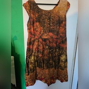Retrolicious Autumnal Forest Midi Dress